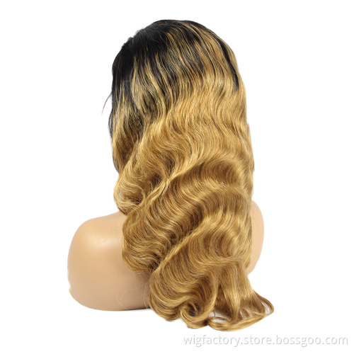 cheap wigs with lowest price,two tone color t1b/27 4*4 closure lace wig human hair
